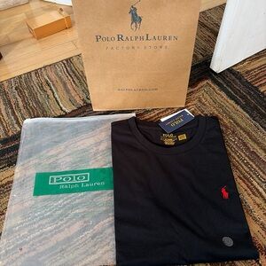 Ralph Lauren Men's Black Tee with Red Logo